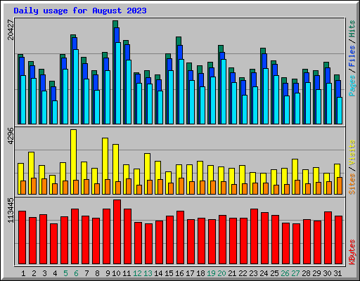 Daily usage for August 2023